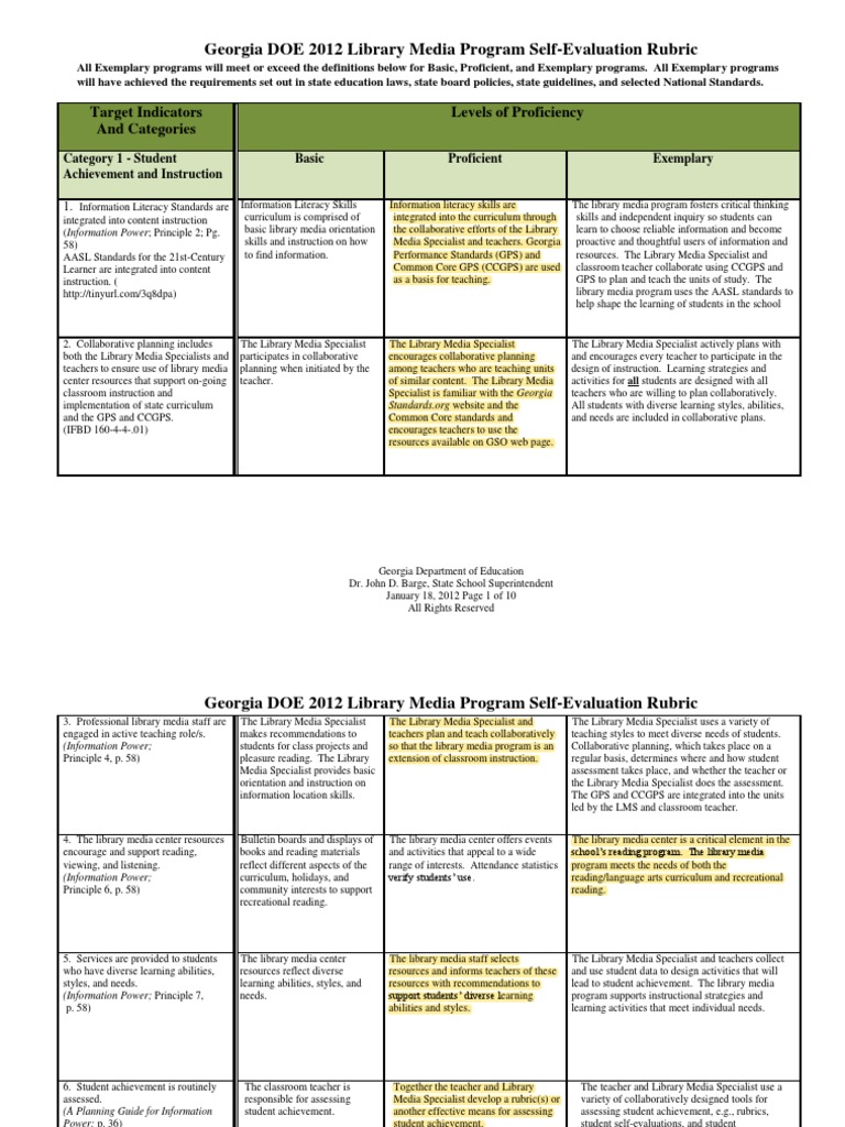 slm 2012 rubric | PDF | Libraries | Information Literacy