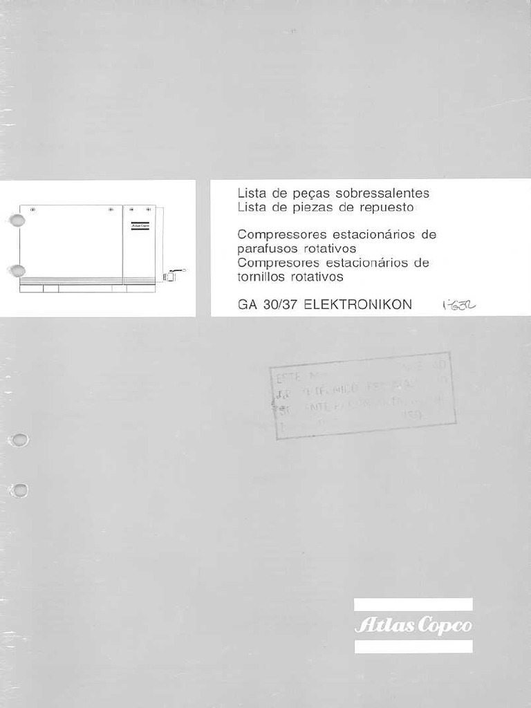 Lista de Peças GA 30-37 1 Geração Elektronikon - Valv Adm Vertical | PDF