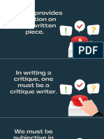 Critique Provides Evaluation On One's Written Piece