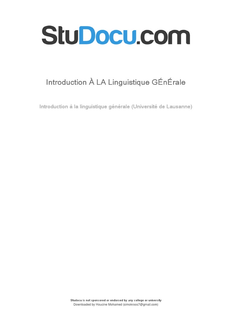 Introduction à la linguistique générale | PDF | Phonologie | Phonétique