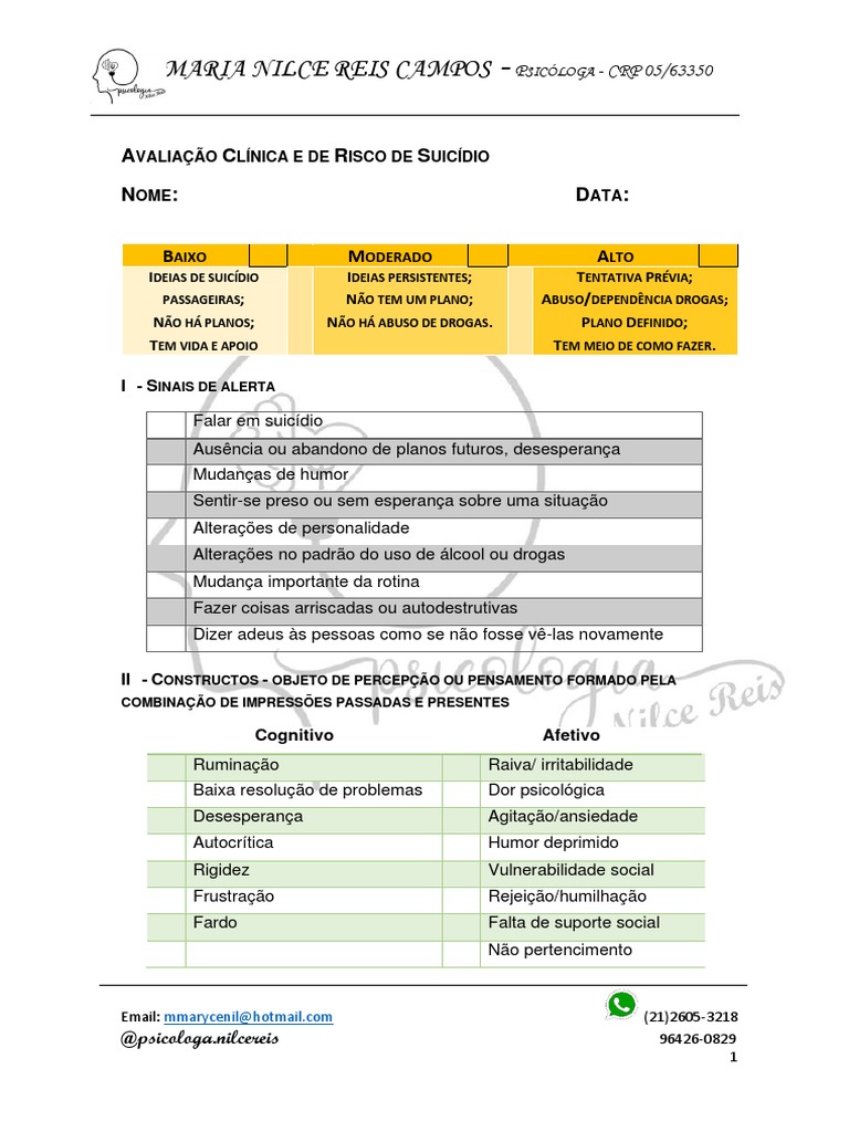 Escala de Avaliação Do Risco de Suicídio | PDF