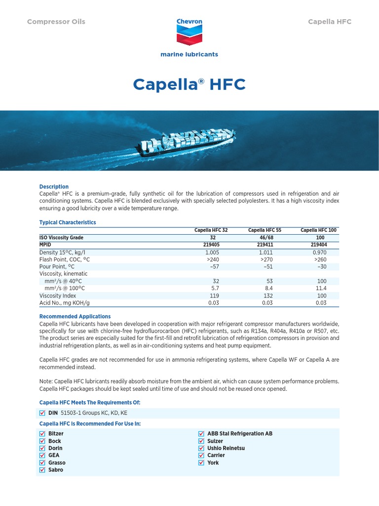 Chevron PDS Compressor-Oils CapellaHFC v0819 | PDF | Lubricant ...