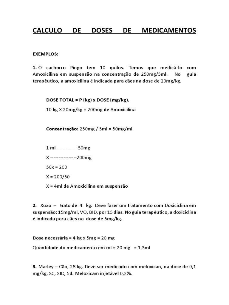 Calculo de Doses de Medicamentos | PDF | Tratamentos médicos | Drogas