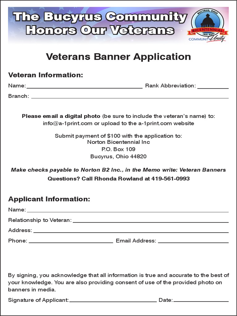 Bucyrus Veterans Banner Application PDF