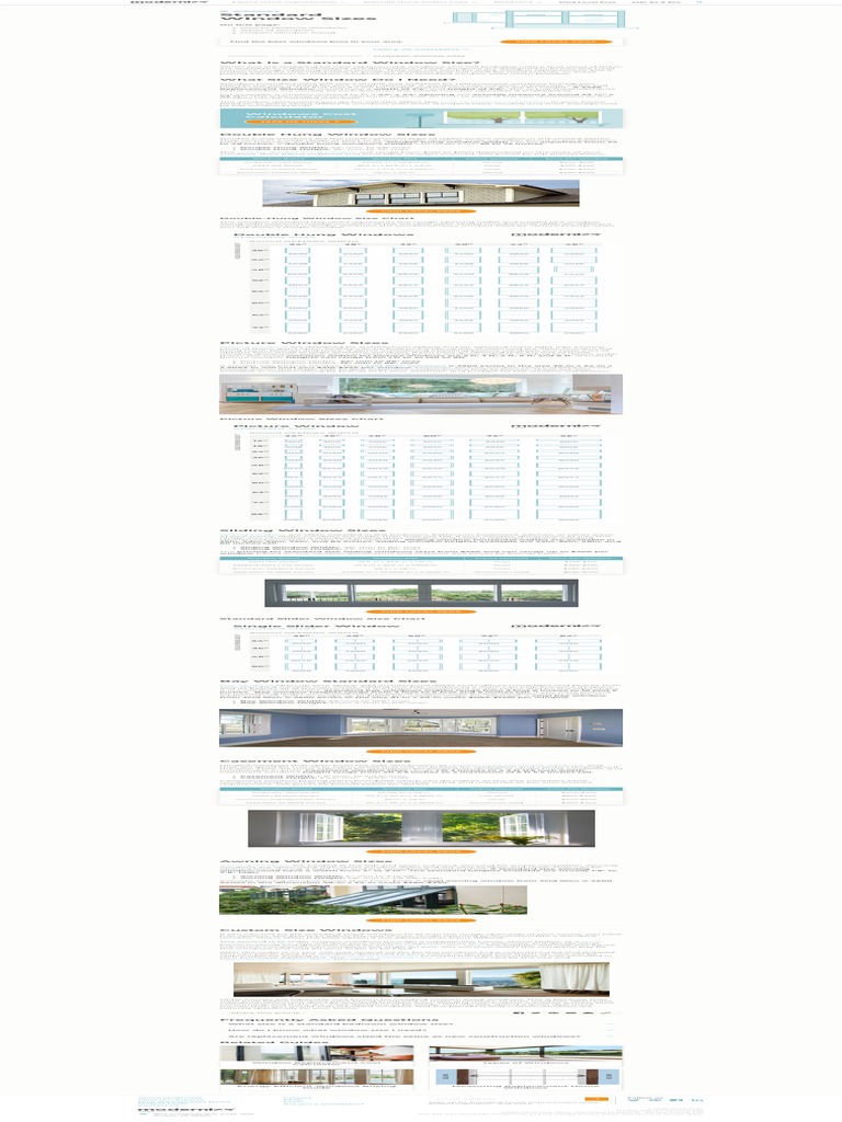 What Are Standard Window Sizes - Window Size Charts - Modernize | PDF