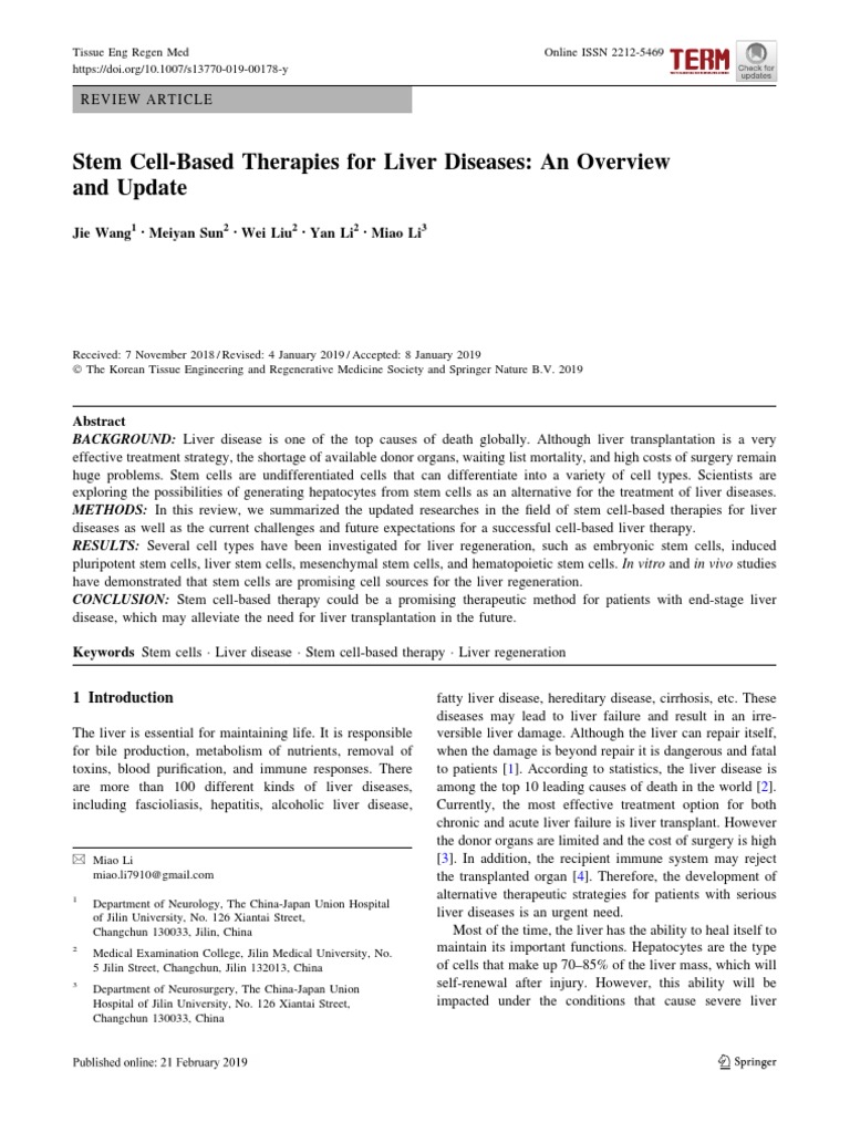 Stem Cell Therapies for Liver Diseases | PDF | Cell Potency | Stem Cell