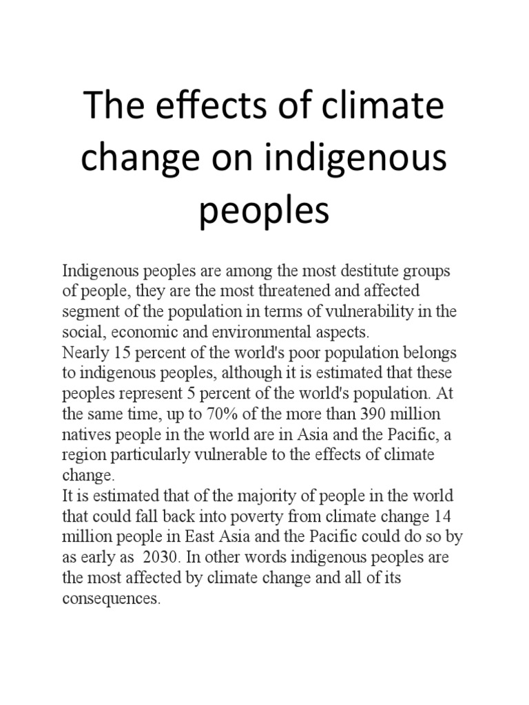The Effects Of Climate Change On Indigenous Peoples Pdf Climate