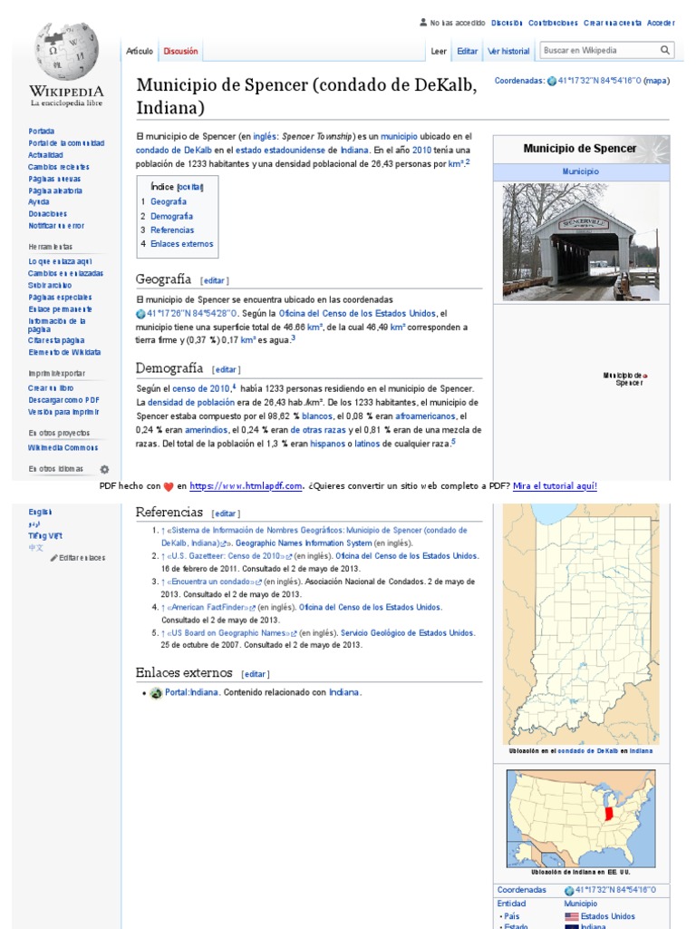 Es Wikipedia Org Wiki Municipio de Spencer (Condado de DeKalb, Indiana