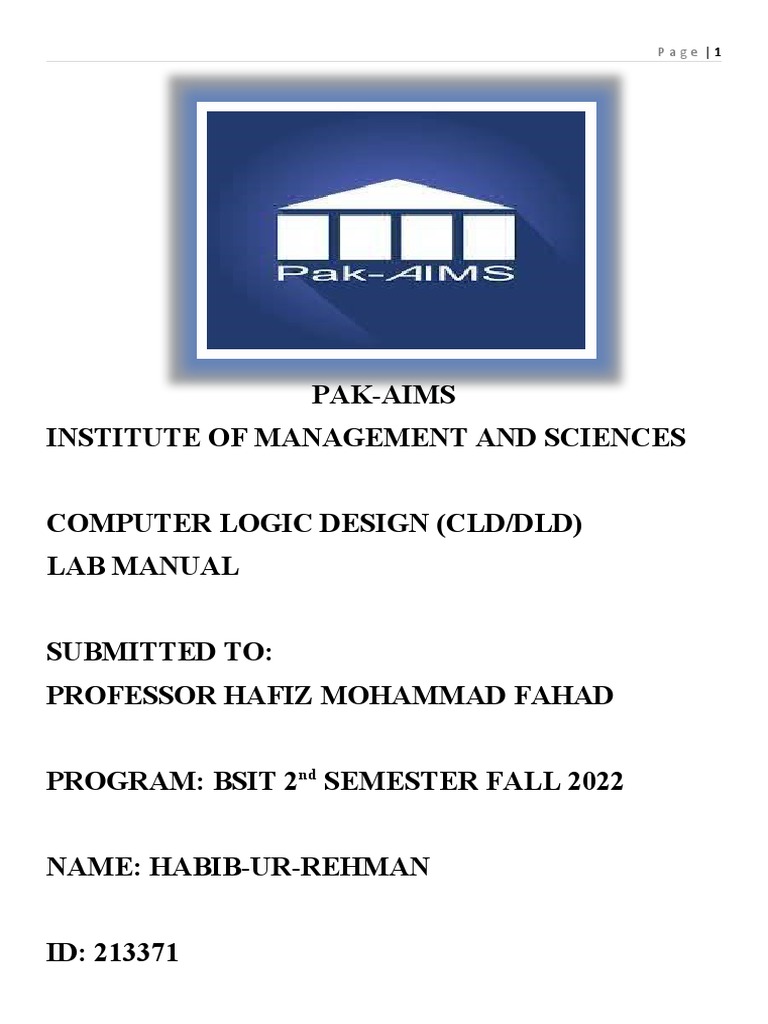 Computer Logic Design Lab 213371 PDF Rectifier Logic Gate