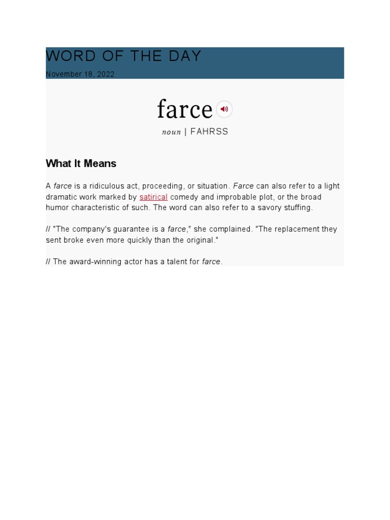 Farce: Word of The Day | PDF | Art | Poetry