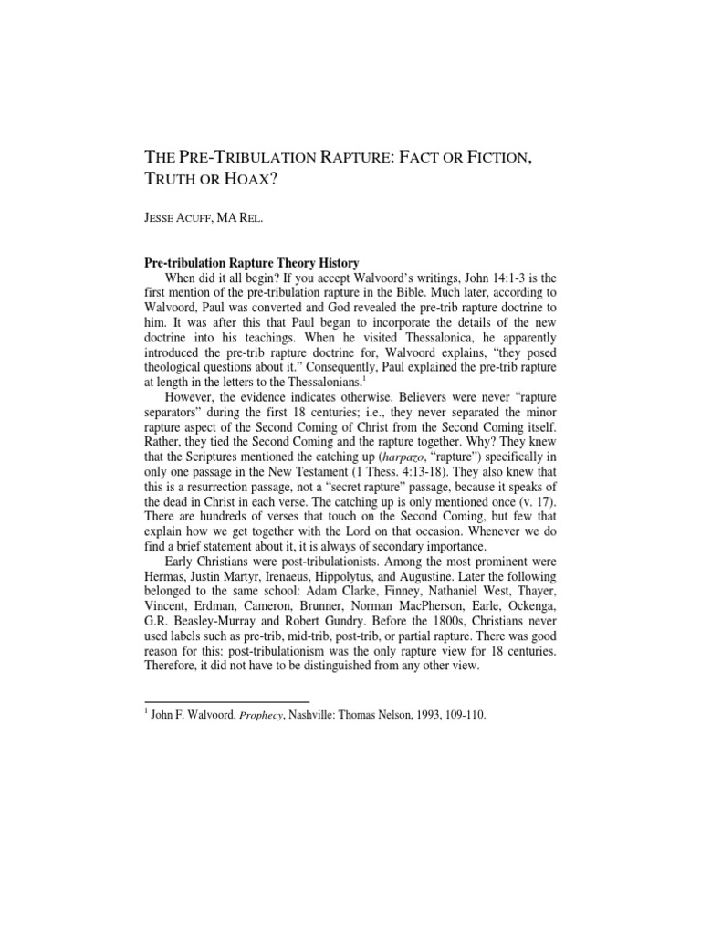 Pre Tribulation | PDF | Rapture | Great Tribulation