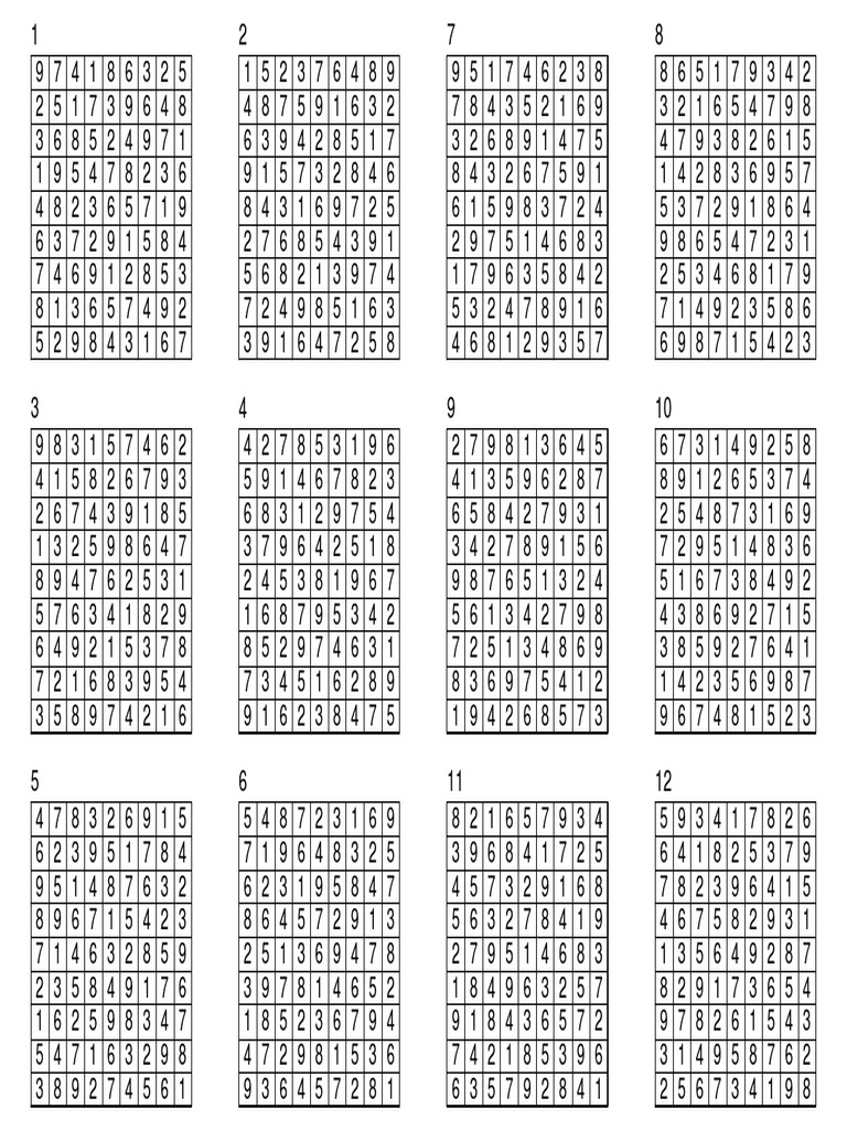 Solution 60 Sudokus Pattern Difficult | PDF