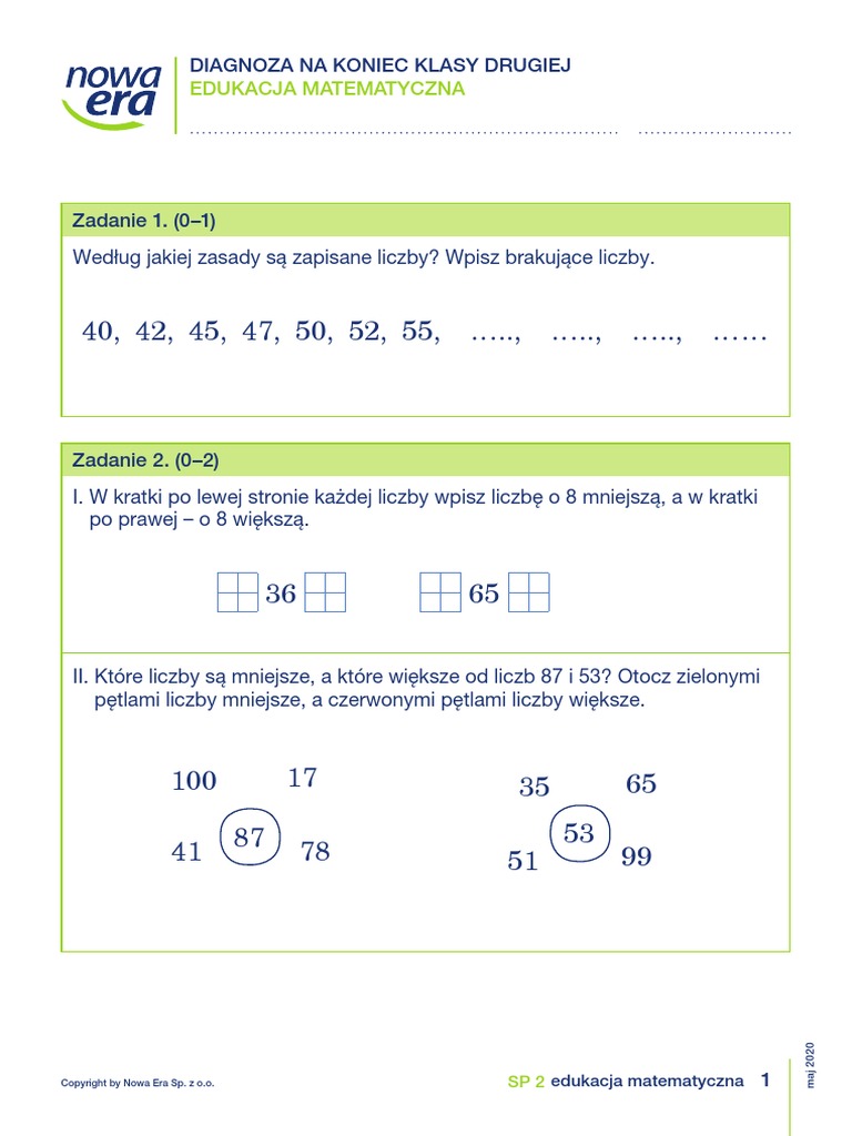 Diagnoza Z Matematyki Klasa 5 Diagnoza KL - II Matematyka | PDF