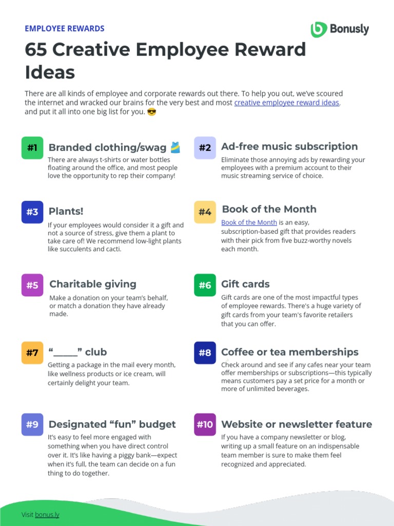 65 Creative Employee Reward Ideas | PDF