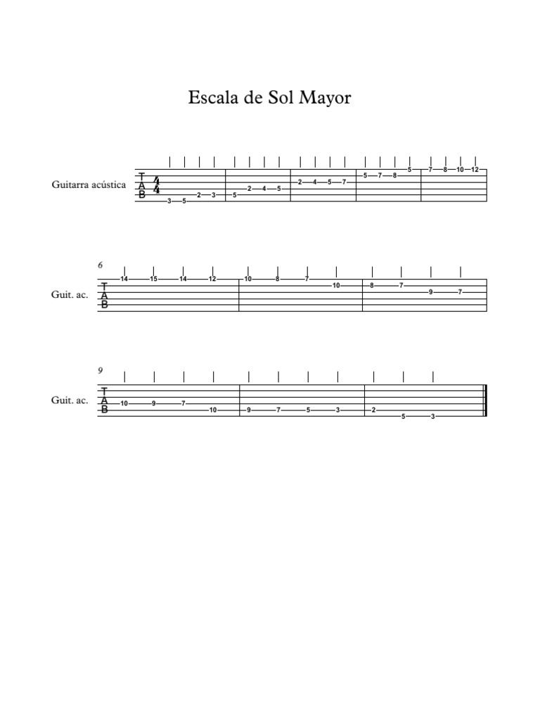 Escala de Sol Mayor - Partitura Completa | PDF