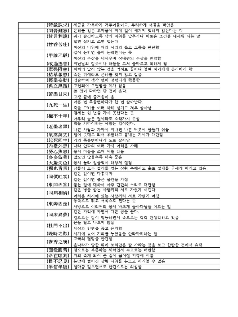 한자성어 백지 | PDF