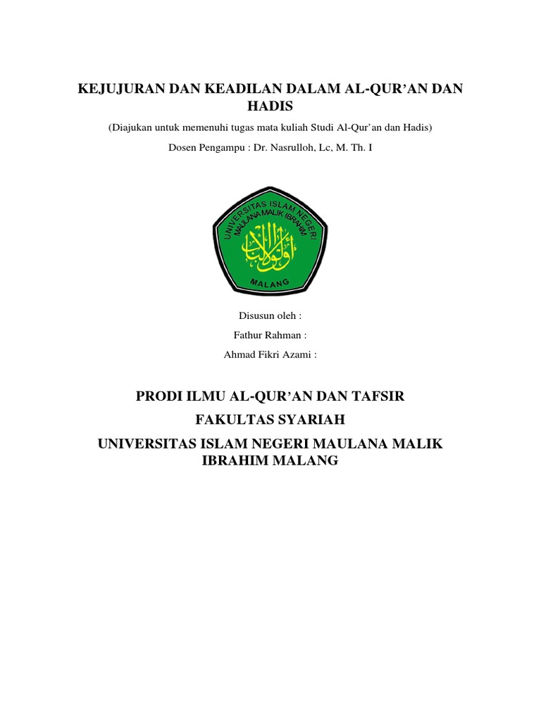 Kejujuran Dan Keadilan Pdf