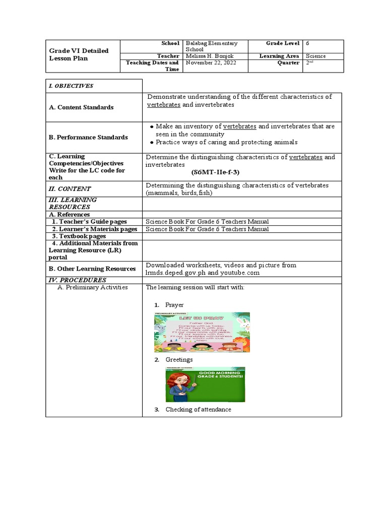 Determine The Distinguishing Characteristics of Vertebrates and