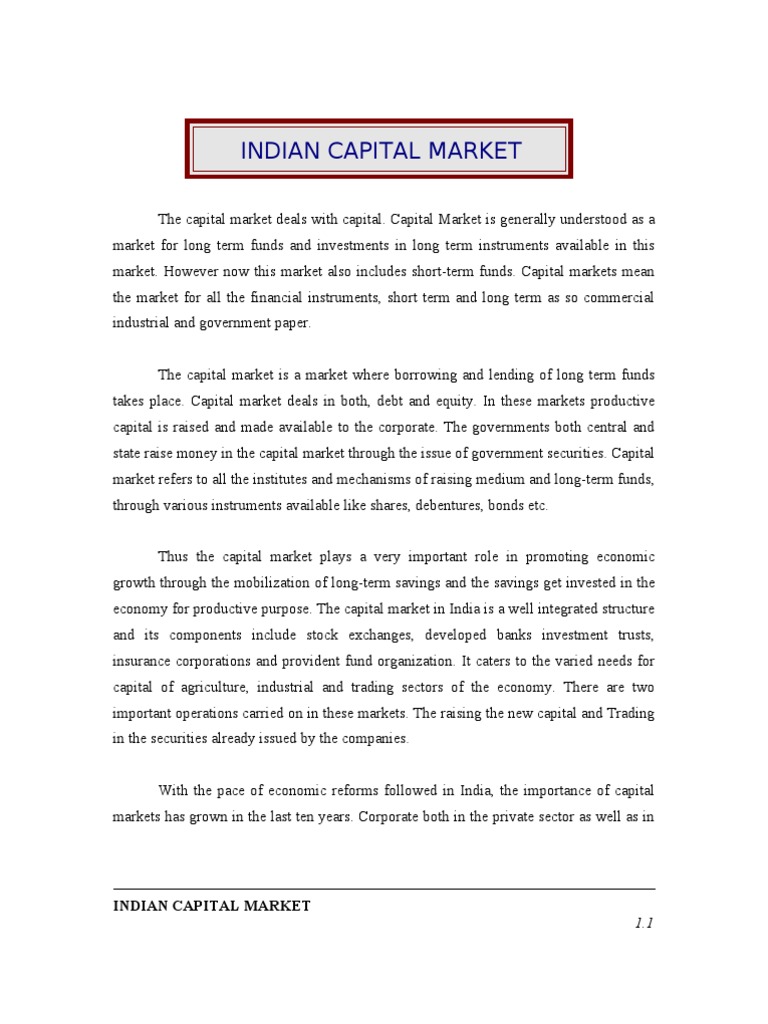 Overview of Indian Capital Market | PDF | Stock Market | Capital Market