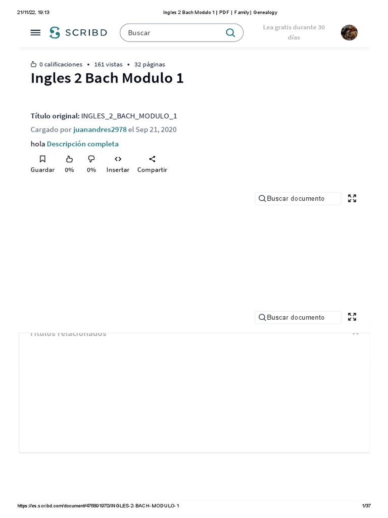 Ingles 2 Bach Modulo 1 - PDF - Family - Genealogy | PDF