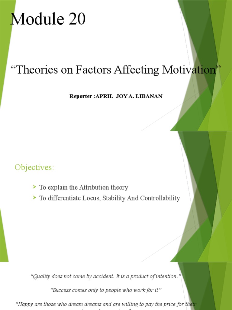 Factors Influencing Motivation Theories | PDF