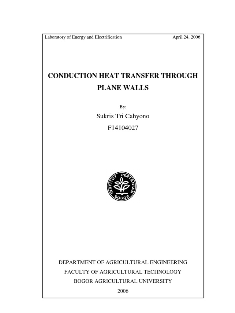 Conduction Heat Transfer in Plane Walls | PDF | Thermal Conduction ...