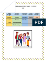 HORARIO DE EVALUACIONES FINALES 11 GRADO