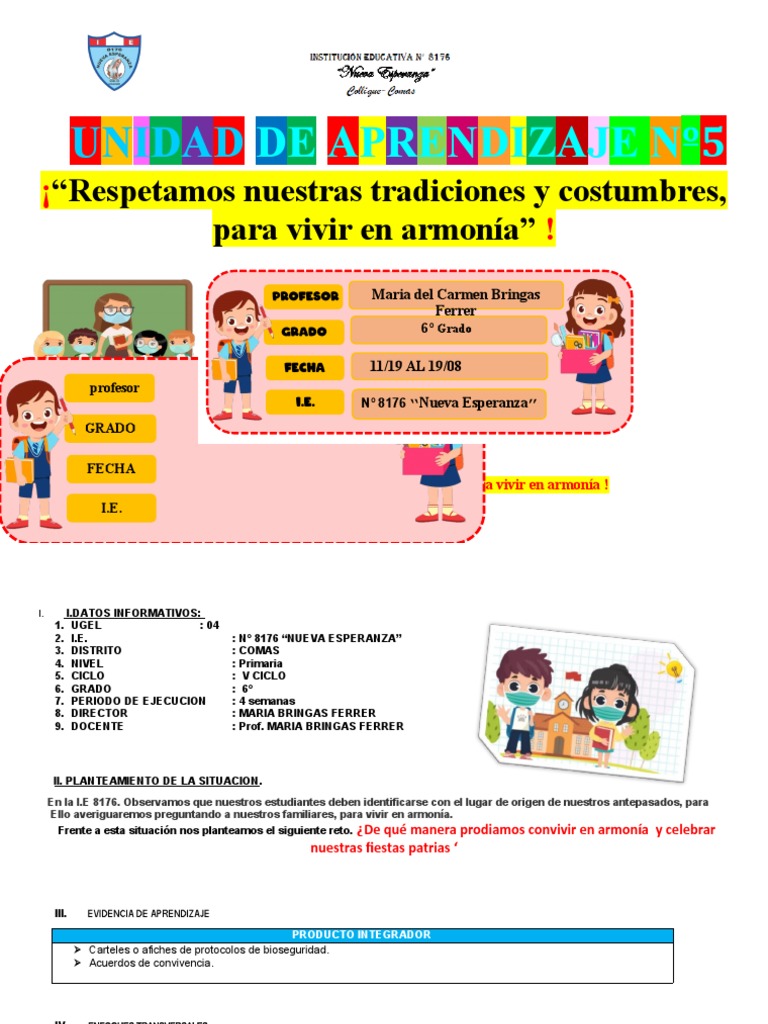 Unidad de Aprendizaje 4 - Sexto Grado Maria Bringas | PDF