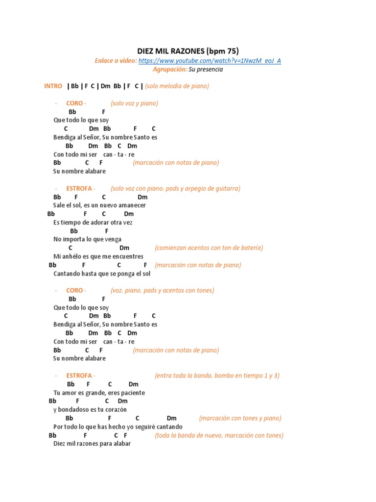 Diez Mil Razones - Letra y Acordes | PDF | Canciones | Formas musicales