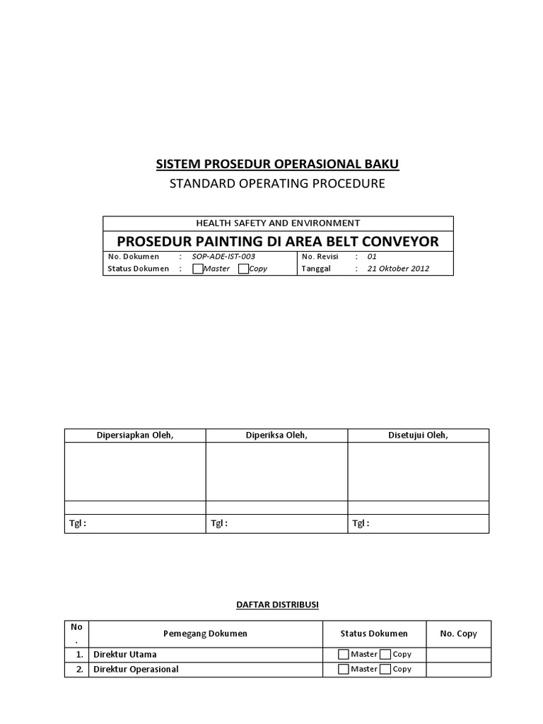 Sop Prosedur Painting Di Area Belt Conveyor PDF