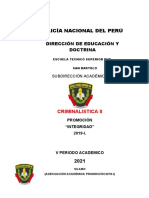 Sílabo de Criminalística II para la Promoción 2019-I de la Escuela Técnico Superior PNP San Bartolo