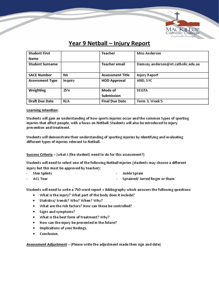 9-netball-injury-report-assessment-pdf-risk-clinical-medicine