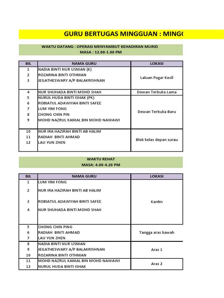 Guru Bertugas Minggu 27 Pdf