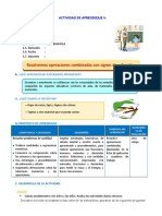 D5 A1 SESIÓN Resolvemos Operaciones Combinadas Con Signos de Colección.