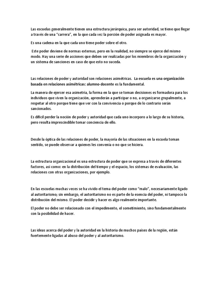 Poder y autoridad en las escuelas | PDF