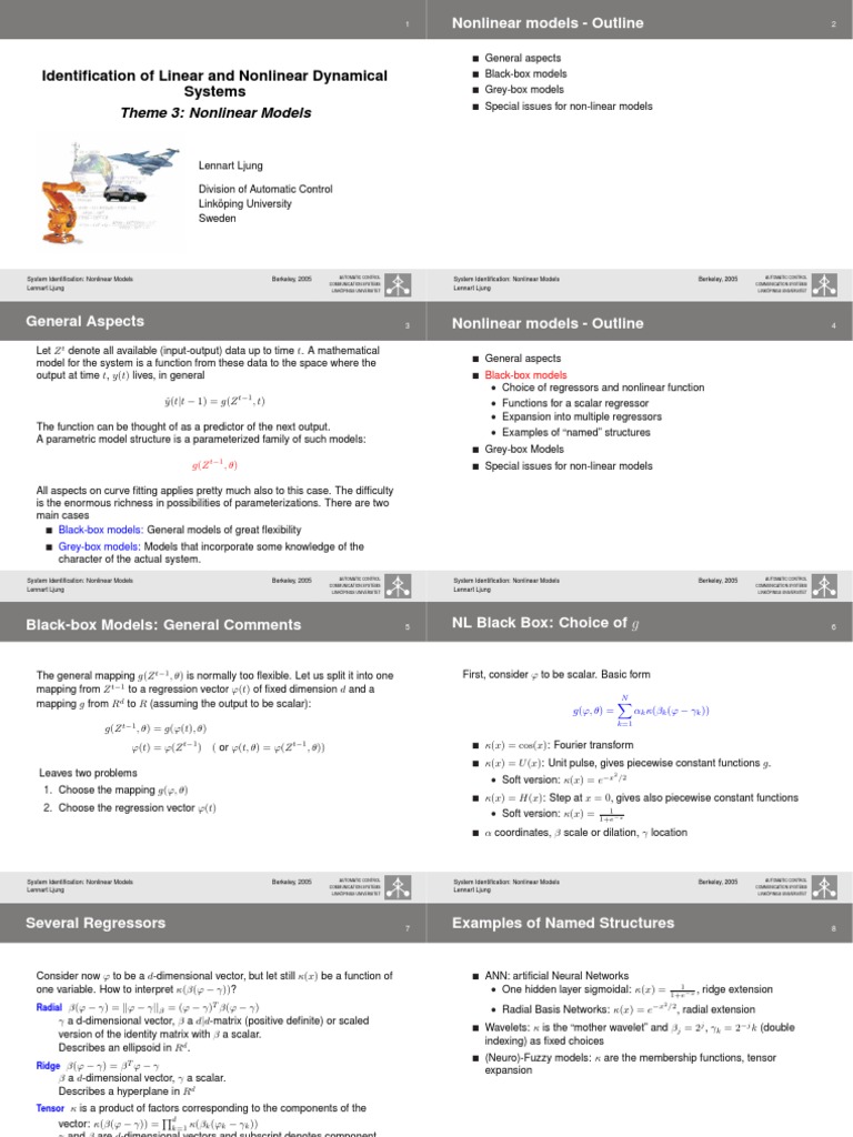 Theme 3: Nonlinear Models: Identification of Linear and Nonlinear ...