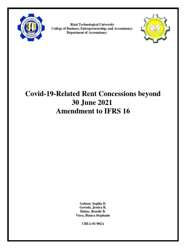Covid19Related Rent Concessions Beyond 30 June 2021 (Amendment To