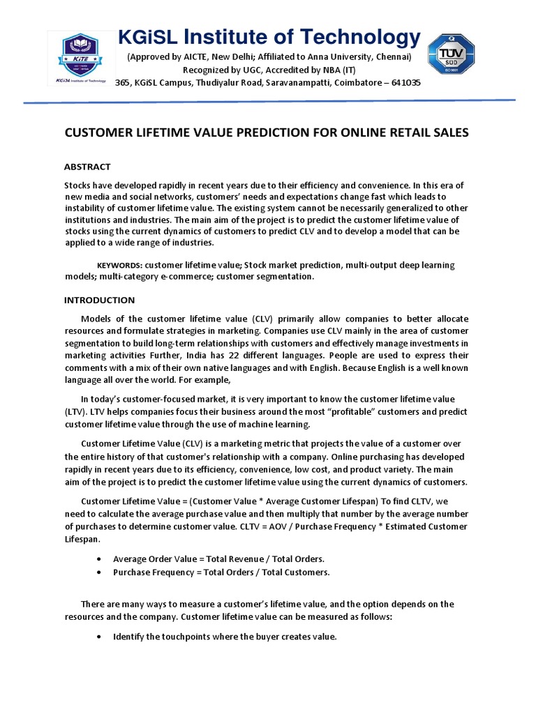 Customer Lifetime Value Prediction Model | PDF | Business | Marketing