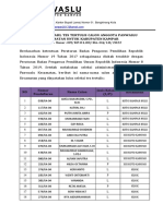 Pengumuman Hasil Tes Tertulis Panwaslu Kecamatan Kabuapten Kampar