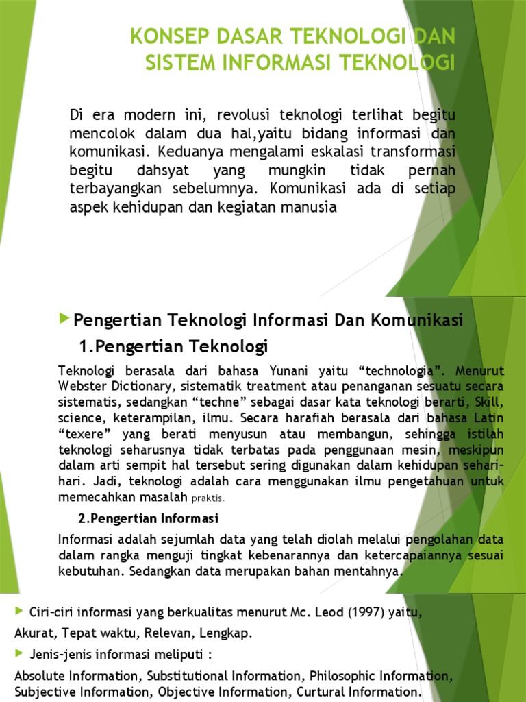 KONSEP DASAR TEKNOLOGI DAN SISTEM INFORMASI TEKNOLOGI | PDF