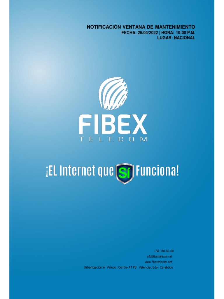Ventana de Mtto 26-04-2022 Fibex Telecom Provedor Internacional | PDF ...