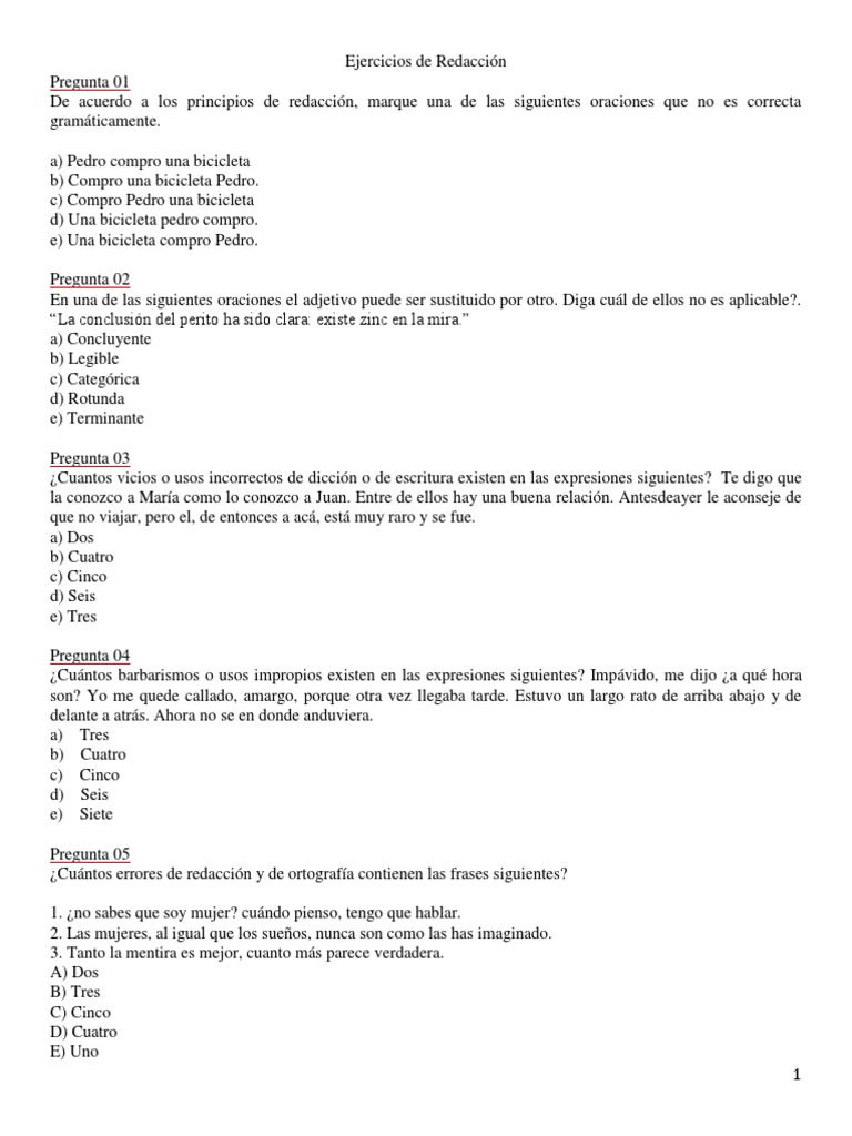 Ejercicios de RedacciónAlum | PDF