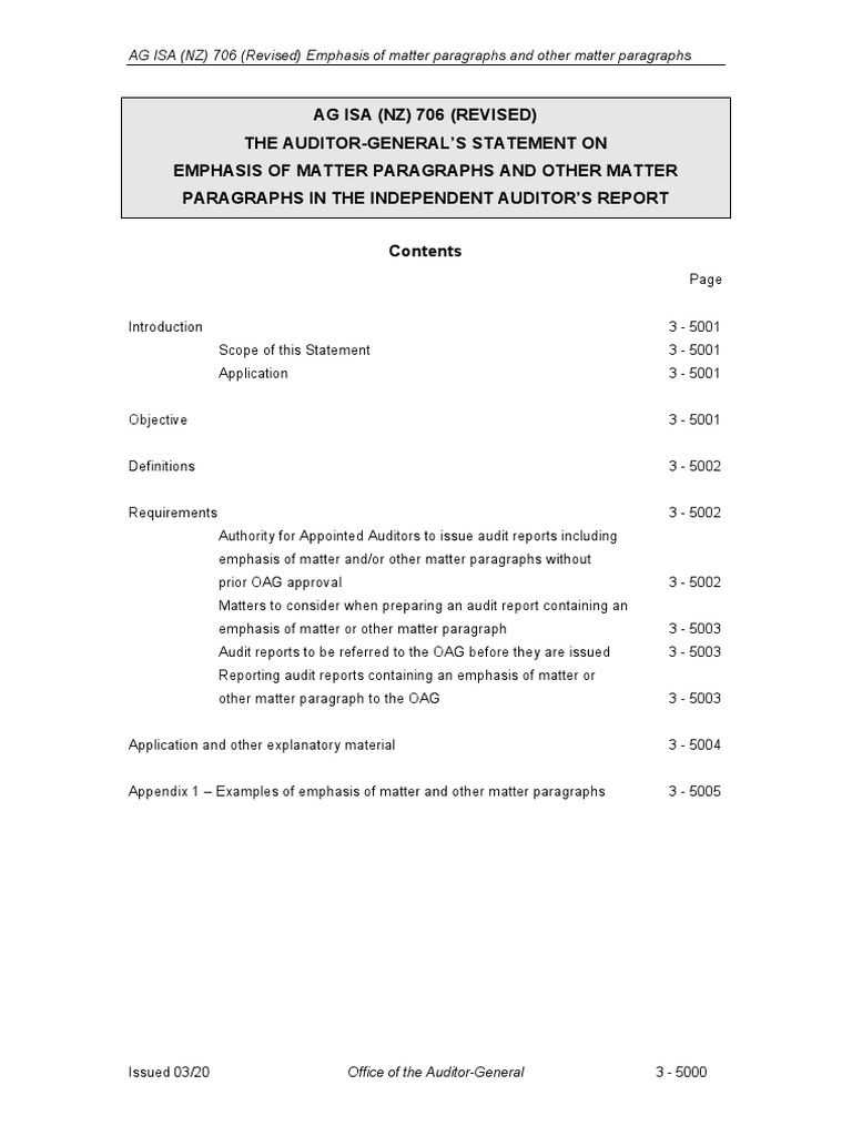 23 Ag Isa 706 Paragraphs | PDF | Auditor's Report | Financial Audit