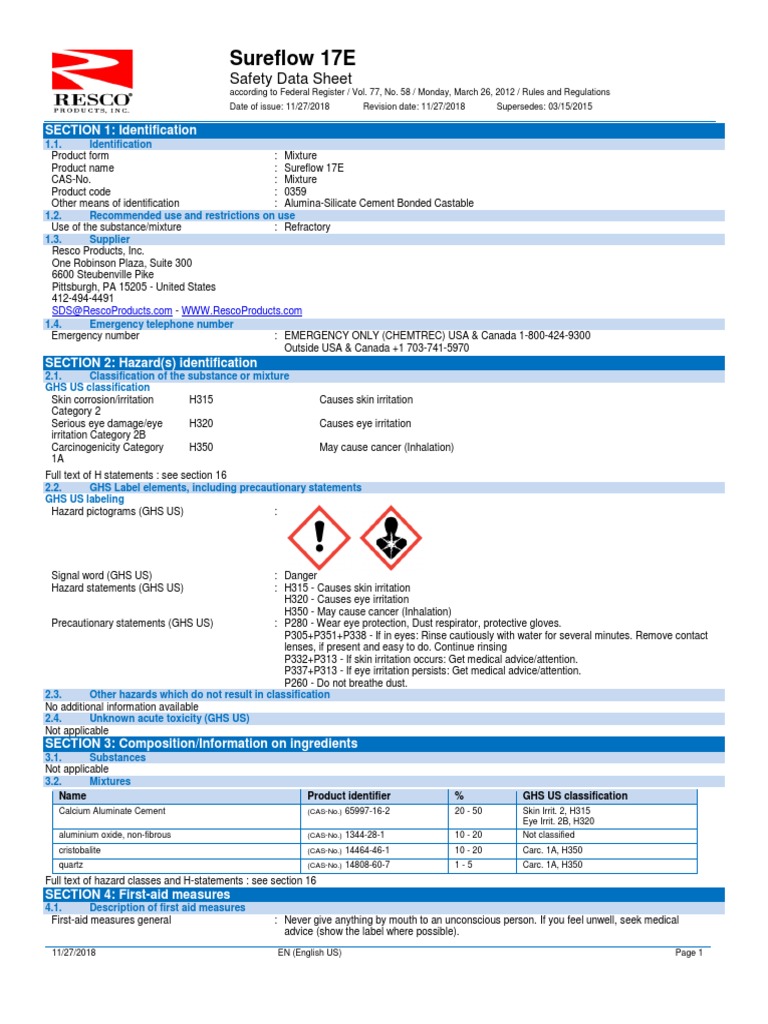 Sureflow 17E MSDS | PDF | Toxicity | Firefighting