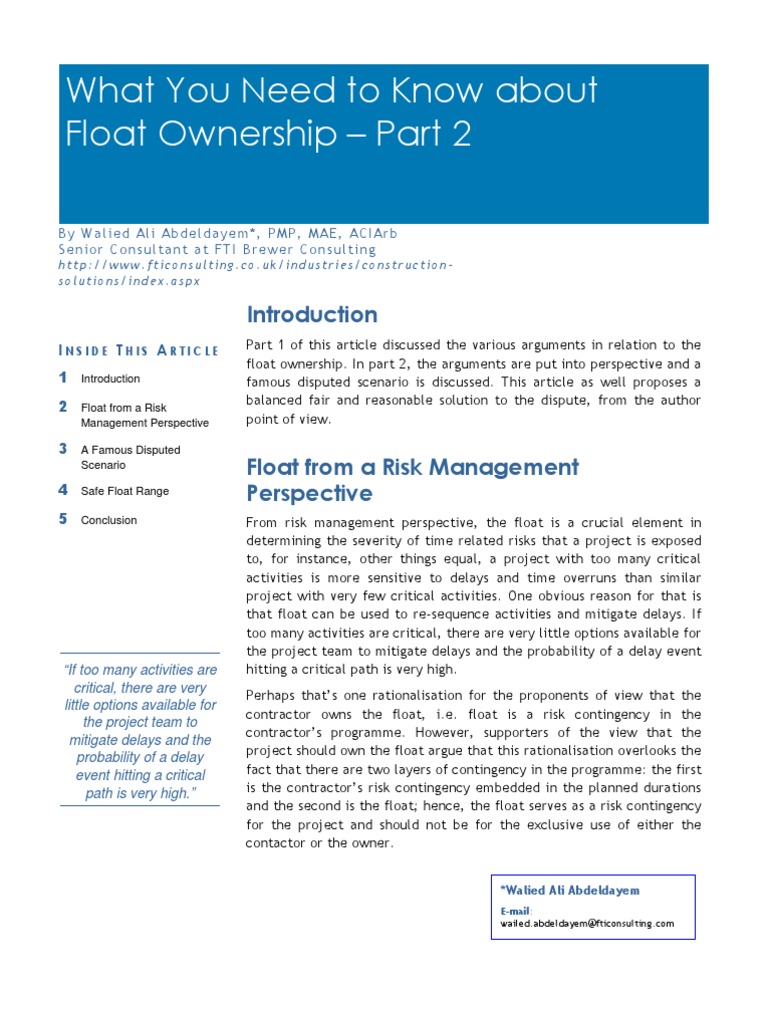Float Ownership Part2 PDF Risk Management Risk