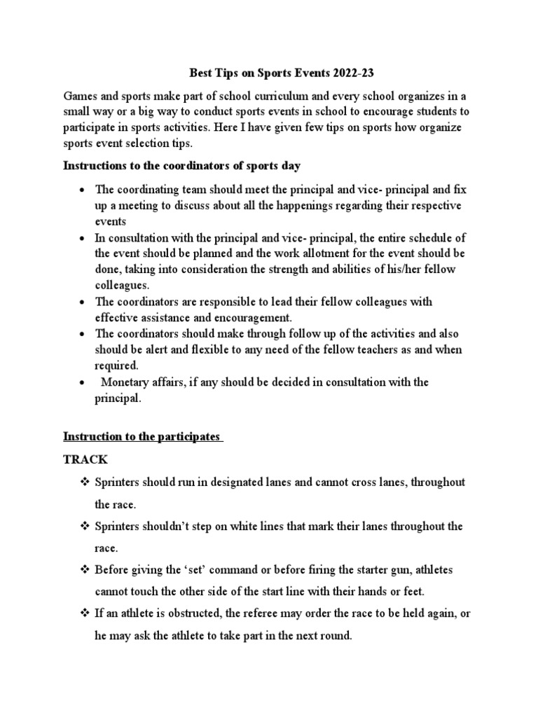 Sports 2223 Event Rules Regulations PDF Track And Field
