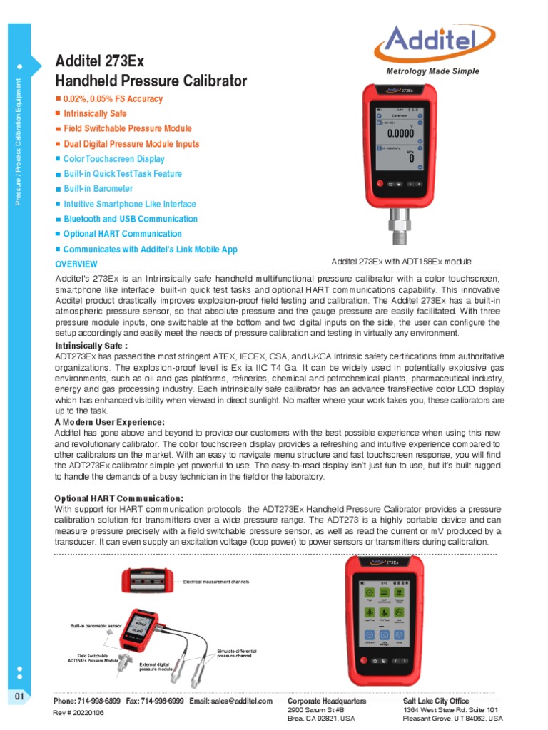 273 Handheld Pressure Calibrator PDF Calibration Smartphone