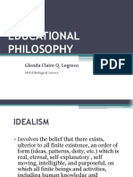 Educational philosophies compared: Idealism, Realism, Existentialism and Pragmatism