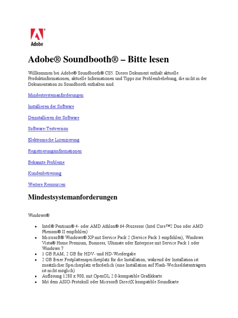 Soundbooth CS5 - Bitte Lesen | PDF