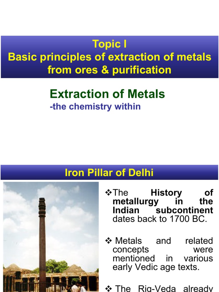 CH105 - Topic - I - Metal Extraction Processes | PDF